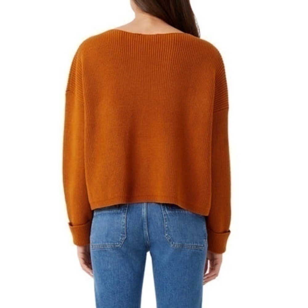 French Connection • Babysoft Slash Neck Boatneck Pullover Sweater Orange L - Picture 2 of 9